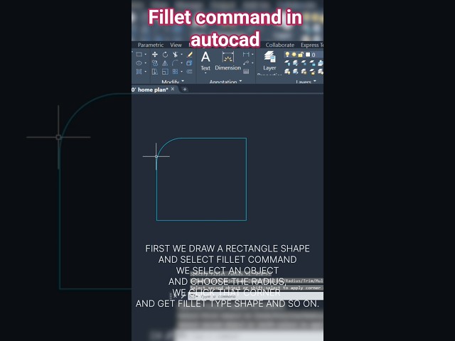 how to use fillet command in autocad | round shape design in autocad