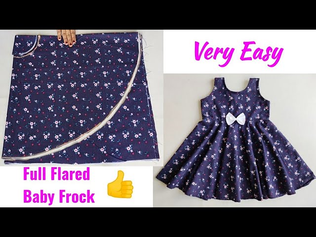 Full Flared Baby Frock Cutting and Stitching | Umbrella Cut Baby Frock Cutting and Stitching