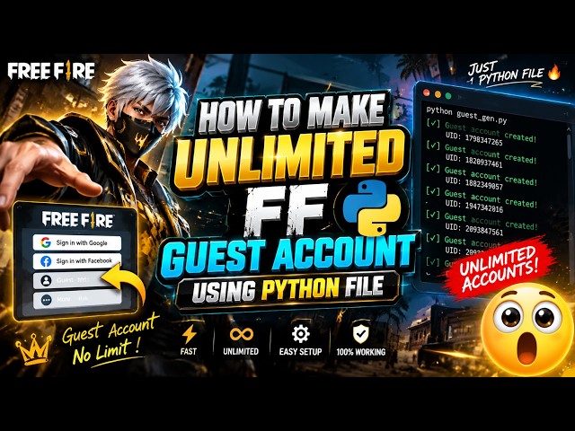 HOW TO MAKE UNLIMITED FF GUEST ACCOUNT USING PYTHON FILE🔥