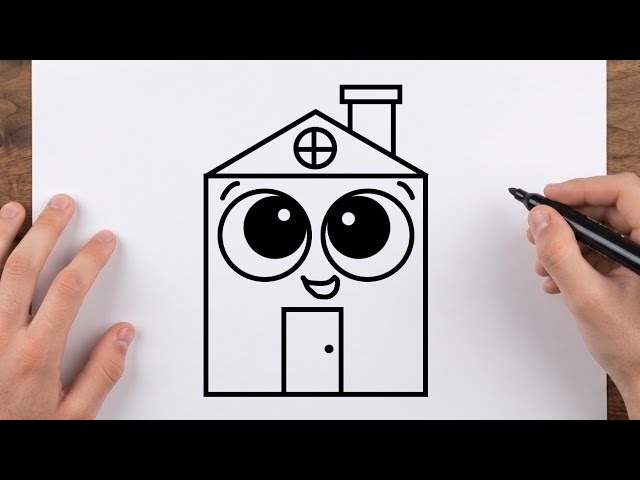 How to Draw a Cute House | Step by step drawing for kids 🏠