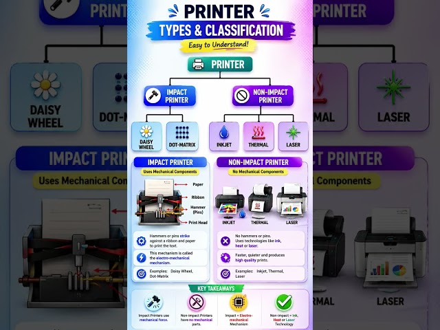 Printer Types | Impact vs Non-Impact Printers in just 60 seconds ⚡OSSSC, RI, ARI, AMIN  📚🔥