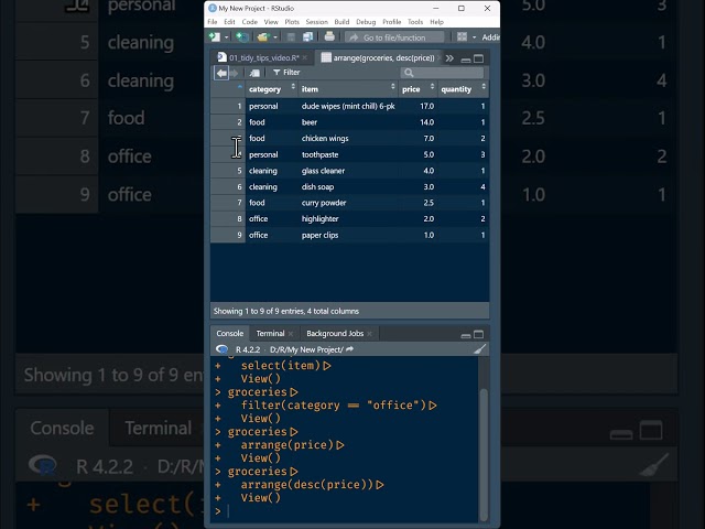 R Studio: Tidy Tip arrange(desc()) row values