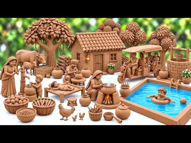 12 Cute Tiny Kitchen Set Diy | How To Make Miniature Mitti Bartan🍶Handmade Clayart All Kitchen set