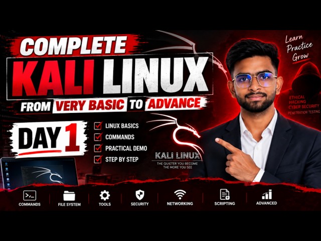 Kali Linux Tutorial in Hindi | DAY 1 | Linux Basics to Advanced | Kernel, Shell & File System