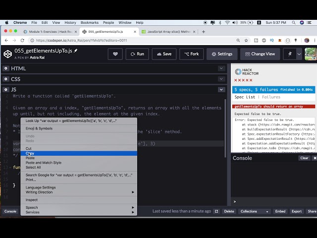 Javascript Exercises | Hack Reactor Bootcamp Prep | Module 1 | 055_getElementsUpTo