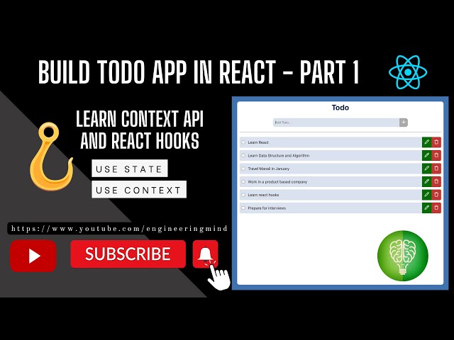 Build Todo App in React - Part 1 || Intro to useContext Hook || Learn Context API