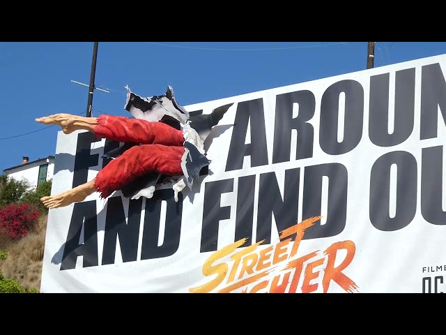 Street Fighter Billboard Sunset Blvd Los Angeles CA October 3, 2026 Summer Heatwave 102 Degrees