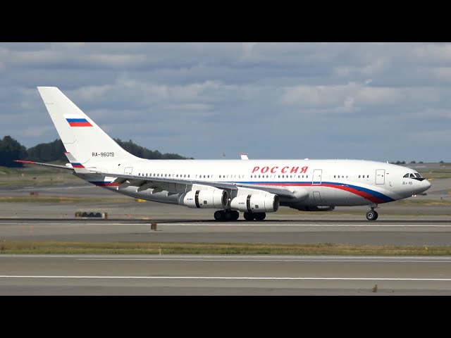 Russian delegation arrives in Anchorage aboard an Ilyushin IL-96 ahead of the Trump-Putin summit