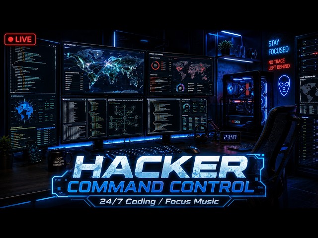 🔴 Hacker Command Control - 24/7 LIVE CODING/FOCUS MUSIC #codingmusic #hackermusic #cybersecurity