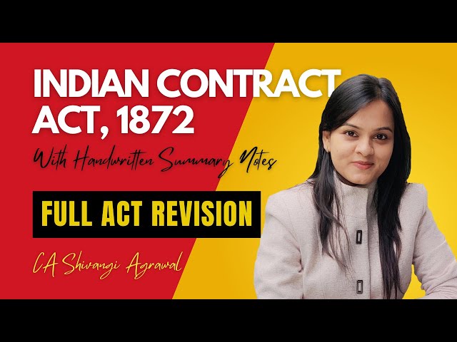 Indian Contract Act 1872 | Full ICA Revision Lecture | CMA Inter, CA Foundation & CMA Foundation