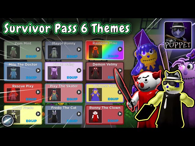 All Pack 6 Survivor Pass Skin Themes ~ [Roblox Puppet]