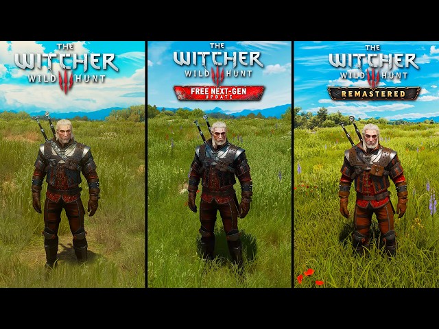 Witcher 3 Remastered vs Original vs Next Gen - Physics and Details Comparison