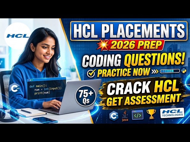 🔥 HCL Placements Coding Questions | Coding Q&A | HCL Assessment prep 2026