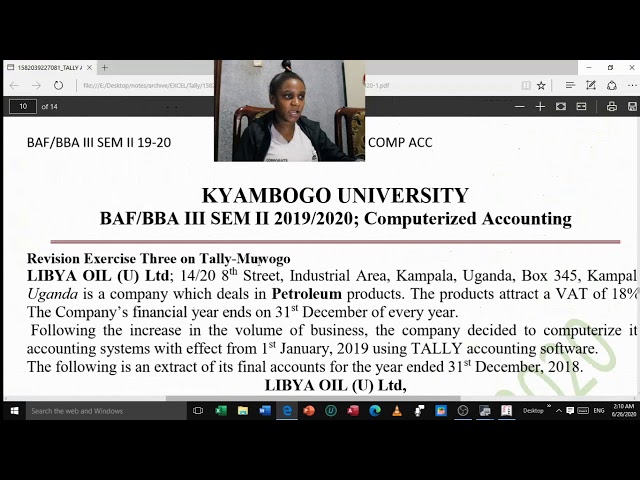 TALLY (how to use Tally accounting software for your Computerized Accounting calculations), Kyambogo