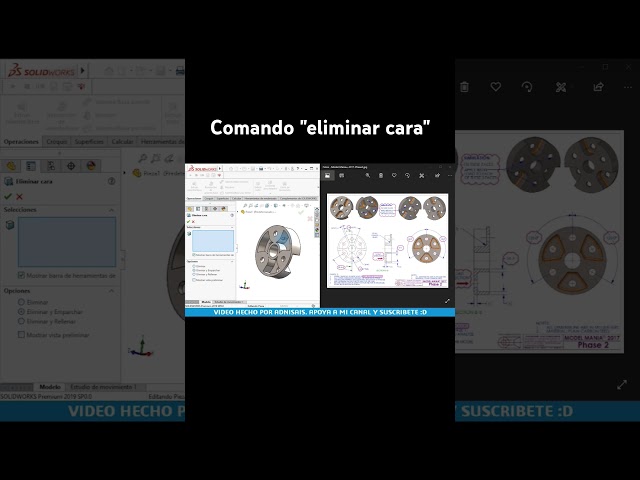 Aqui un uso y una breve explicación del comando "Eliminar Cara" en #SolidWorks