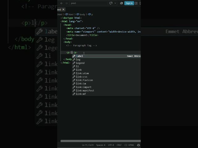 HTML Paragraph Tag #shorts #coding #html #webdevelopment #frontend #fullstack a#html5 #programming