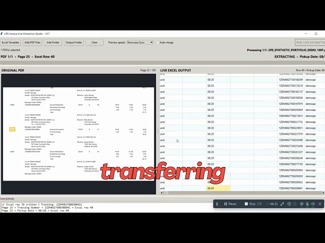 Automating 100-Page PDF Invoice to Excel with Python | Live Data Extraction Demo Description