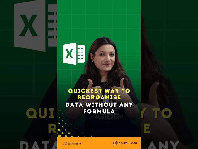 Reorganise your EXCEL Data in Just Few Seconds #shorts #excel #exceltutorial