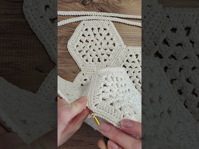 Handmade Hexagon Motif Bag – Cream