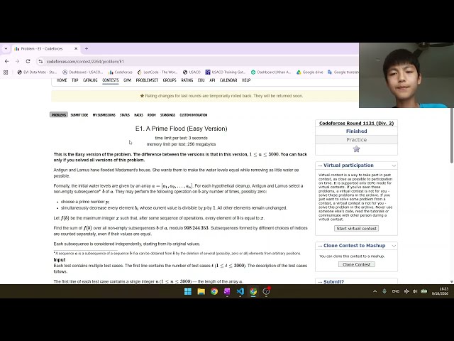 Video Tutorial For Codeforces Round 1121 (Div. 2) Problem E1. A Prime Flood (Easy Version)