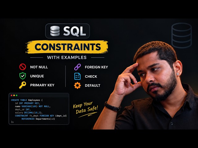 SQL Constraints Explained | NOT NULL, UNIQUE, PRIMARY KEY, FOREIGN KEY, CHECK & DEFAULT