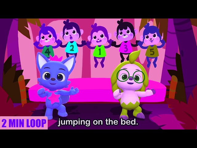 🐒 Five Little Monkeys Jumping on the Bed | Monkey Adventure 🛏️ | Kids Songs & Nursery Rhymes