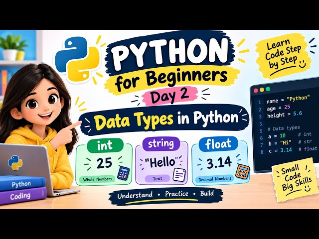Day 2 Python Tutorial |Data Types in Python  @kidloria 