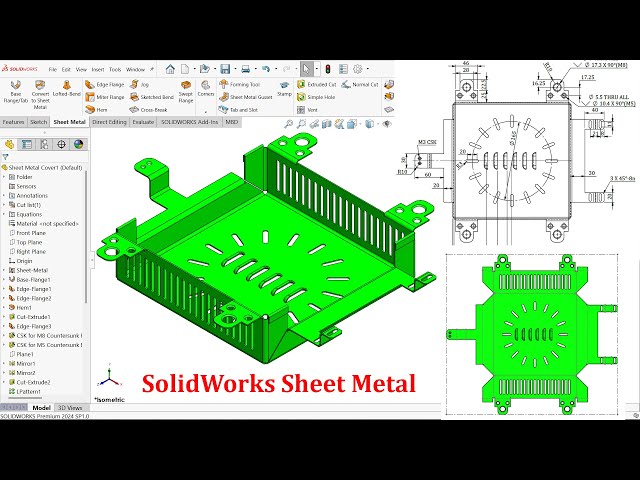 SolidWorks Advanced Sheet Metal Tutorial  Steel Cover