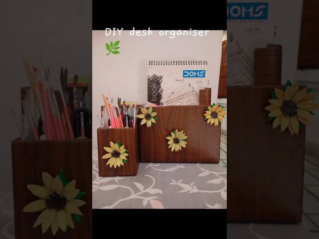 DIY with cardboard box desk organiser 🐝#shorts #trending #reels