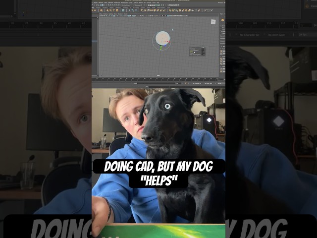 Designing Vacuum Part While My Dog "Helps"  #3dmodeling #3dprinted #maya #dog #gaming