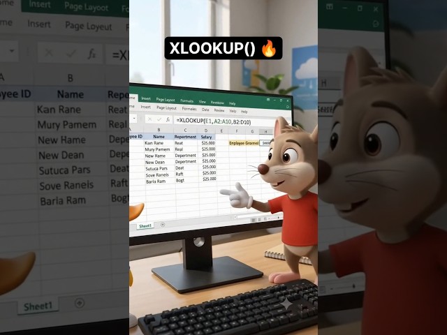 XLOOKUP की ये Excel Trick जरूर सीखो! 🔥 | Employee Database #Excel #XLOOKUP #ExcelTips #ExcelTricks