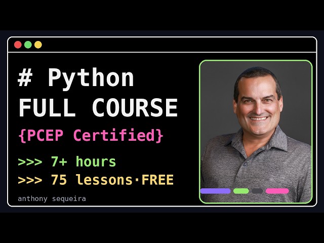 Python Full Course for Beginners - PCEP Certified Entry-Level Python Programmer (FREE, 7+ Hours)