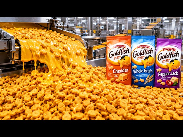 How Goldfish Crackers Are Made 🧀 | Inside a Massive Production Line