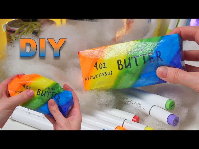 How to Make a Viral Rainbow Butter Squishy at Home 🌈 🧈 Squishy DIY with Me