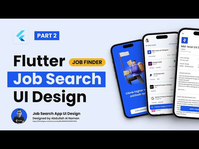 Flutter UI Tutorial - Job Search Job Finder App UI Design (Figma to Flutter) | PART 2