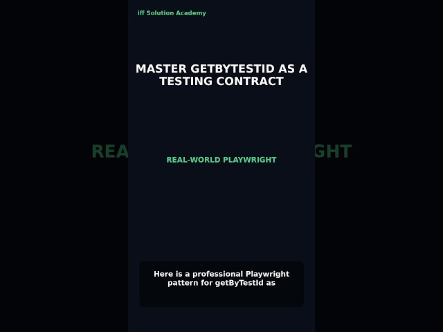 Playwright getByTestId as a Testing Contract