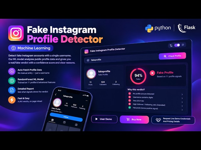 ProfileCheck — AI Fake Instagram Profile Detector | Python, Flask | Script
