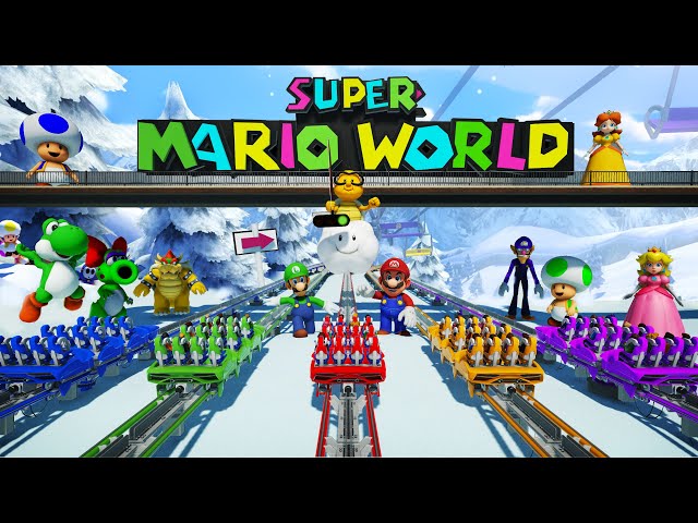 MARIO WORLD! 5 Track EPIC Roller Coaster Race! POV