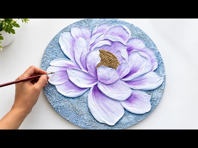 Turning Texture Into a Beautiful Purple Flower 🌺 | Stunning Floral Painting