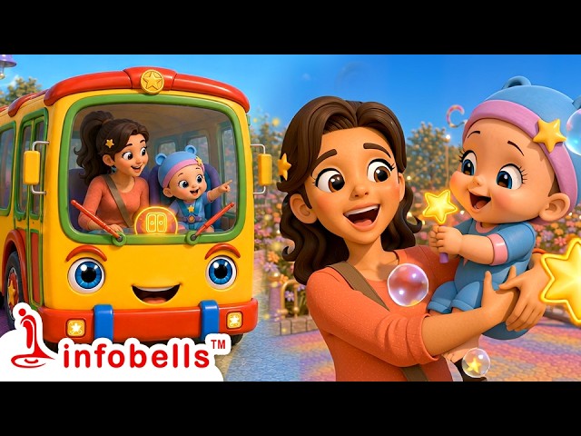Wheels on the Bus Go Round and Round🚌Theme Park Adventure! | Kids Songs & Nursery Rhymes | Infobells