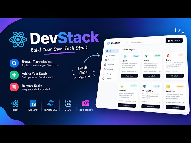DevStack React Project | Build Your Own Tech Stack with React, TypeScript & Tailwind CSS