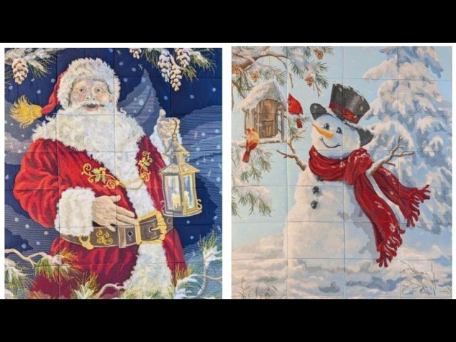 Enchanted Santa or Happy Snowman Tiling Scene Part 1-Blocks