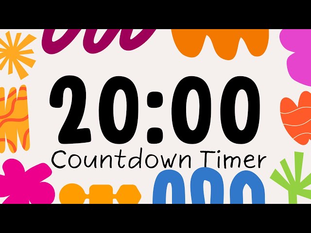 20 Minute Classroom Countdown Timer with Relaxing Music and Gentle Alarm | Colorful Class Timer