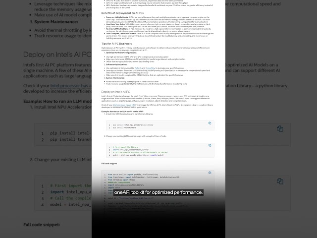 Guide to deploying AI Applications on AI PCs | September 2024 | oneAPI Dev News | Intel Software