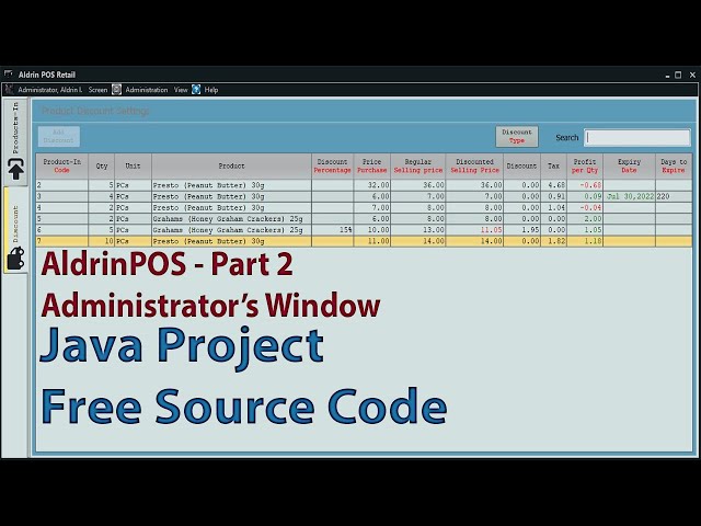 Java Project with Source Code (Supermarket Point of Sale(POS)) | Admin Window