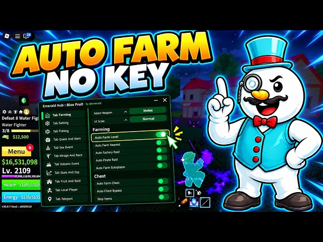 🍉NEW BLOX FRUITS SCRIPT🍉|⚔️AUTO FARM LEVEL: Water Fighters⚔️|[NO KEY] UPDATE 30