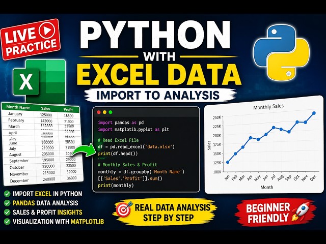 🚀 Python Live Practice with Excel Data |  Excel + python #python #learning #datascience #btech