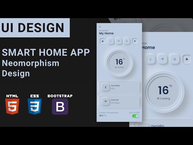 UI Design Tutorial -  Smart Home App - Neomorphism Design | HTML CSS BOOTSTRAP Speed Code