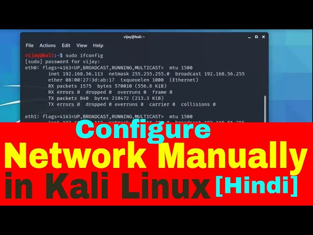 How to configure network manually kali linux tutorial for beginners in Hindi