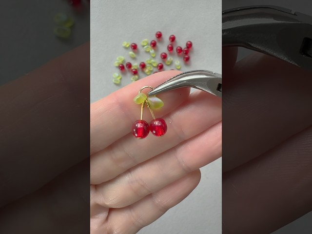 Make a Beaded Cherry Charm with Me #beads #charms #earringstutorials #beadingtutorials